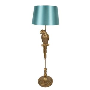 Zlatá stojací lampa s papouškem a se zeleným stínidlem - Ø 40*120 cm E27/max 1*60W 5LMC0022 obraz