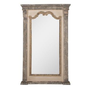 Béžovošedé nástěnné zrcadlo s odřením a zdobením Brocante - 90*7*153 cm 52S296 obraz