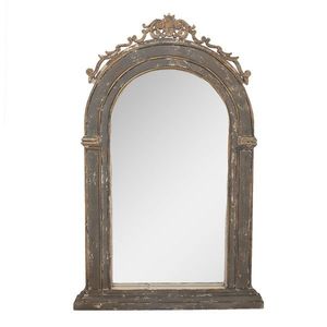 Šedé dřevěné nástěnné antik zrcadlo s patinou - 73*7*115 cm 52S297 obraz