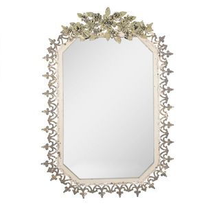 Šedobéžové antik nástěnné zrcadlo se zdobnými květy Viloé - 63*3*93 cm 52S302 obraz