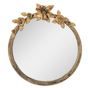 Zlaté antik nástěnné kovové zrcadlo s květy Rissoa - 39*5*44 cm 62S283 obraz