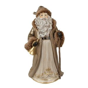 Vánoční dekorace socha Santa ve zlatém kabátku s kožíškem - 18*16*34 cm 6PR3954 obraz