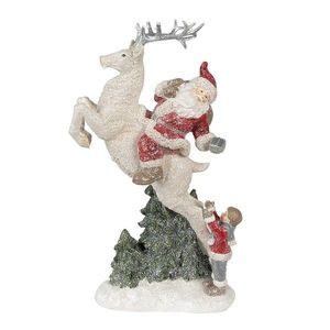 Vánoční dekorace socha Santa na jelínkovi - 19*10*33 cm 6PR3956 obraz