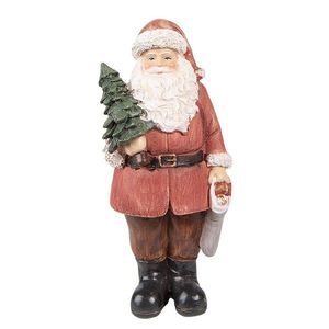 Červená vánoční dekorace socha Santa se stromkem a dárky - 17*13*40 cm 6PR4933 obraz