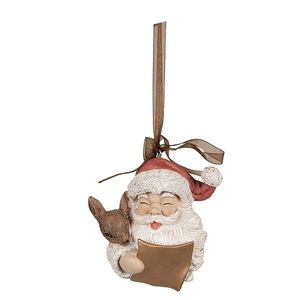 Závěsná vánoční dekorace Santa se srnečkem - 9*5*9 cm 6PR4951 obraz