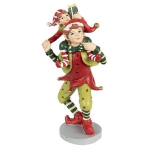 Zeleno - červená vánoční dekorace socha Elf - 12*9*19 cm 6PR3972 obraz