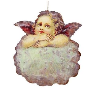 Vánoční kovová závěsná dekorace anděl Angel Vintage - 14*16 cm 52046300 obraz