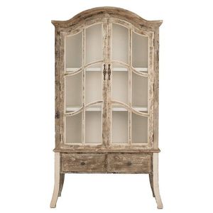 Béžovo-hnědá antik dřevěná skříň s prosklenými dveřmi Billy - 109*41*198 cm 5H0671 obraz