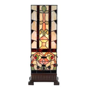Béžovo-hnědá hranatá stolní lampa Tiffany Squillo - 18*18*45 cm E27/max 1*40W 5LL-6314 obraz