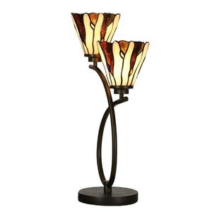 Béžovo-hnědá stolní lampa Tiffany Titto se 2květy - 46*28*63 cm E14/max 2*40W 5LL-6315 obraz