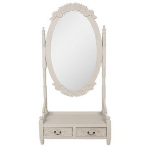 Béžovo-šedé antik veliké zrcadlo se šuplíky Hyggia Brocante - 85*30*180cm 52S295 obraz