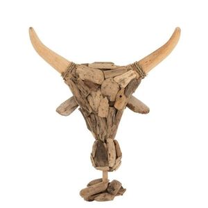 Dřevěná dekorace hlava býka na noze Bull Head - 41*15*59cm 15744 obraz