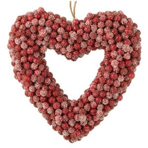Dekorativní věnec ve tvaru srdce z červených bobulí Berries - 30*6*30cm 36907 obraz