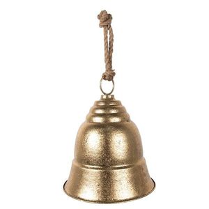 Zlatý antik dekorační zvonek na jutovém provázku - Ø 30*35 cm 6Y5466 obraz