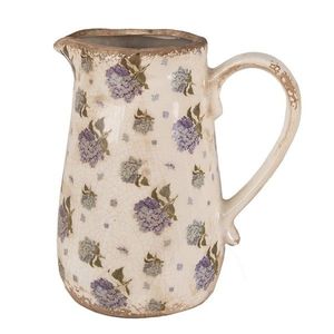 Béžový keramický džbán s květy hortenzie Lilla M - 16*12*18 cm 6CE1640M obraz