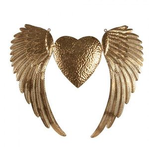 Zlatá nástěnná dekorace andělská křídla se srdcem Angel Wings - 74*1*63 cm 5Y1176 obraz