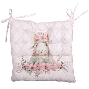Růžový bavlněný sedák s výplní s králíčkem Floral Easter Bunny - 40*40*4 cm FEB29-1 obraz
