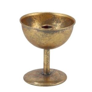Zlatý antik kovový svícen na noze Dhaka gold - Ø 12*13 cm 871638 obraz