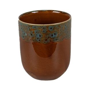Hnědomodrý keramický kalíšek na čaj - ∅ 7*8 cm / 0, 15L 6CEMU0137 obraz