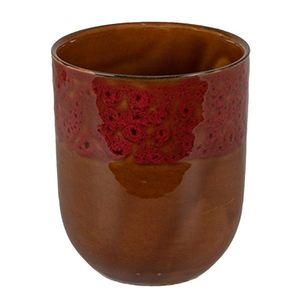 Hnědočervený keramický kalíšek na čaj - ∅ 7*8 cm / 0, 15L 6CEMU0138 obraz