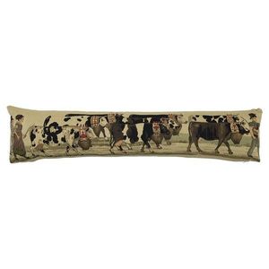 Béžový gobelinový dlouhý polštář s krávami Cowbell - 90*15*20cm EVTKABL obraz