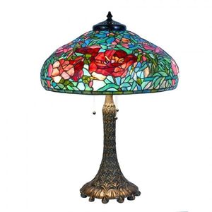 Barevná stolní lampa Tiffany Flower Red Roses - Ø 55*85cm 5LL-6345 obraz