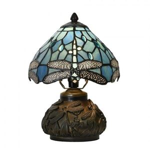 Modrá stolní lampa Tiffany Blue Dragonfly - Ø 20*28cm 5LL-6339 obraz