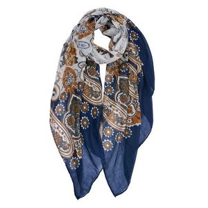 Tmavě modrý dámský šátek se vzorováním - 80*180 cm JZSC0812BL obraz