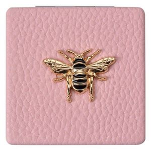 Růžové příruční zrcátko do kabelky se včelkou - 6*6 cm JZSP0007P obraz