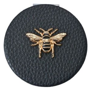 Černé příruční zrcátko do kabelky se včelkou - Ø 6 cm JZSP0008Z obraz