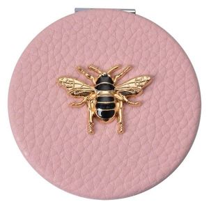 Růžové příruční zrcátko do kabelky se včelkou - Ø 6 cm JZSP0008P obraz