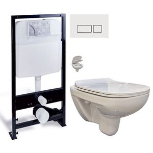 PRIM předstěnový instalační systém s bílým tlačítkem 20/0042 + WC bez oplachového kruhu Edge + SEDÁTKO PRIM_20/0026 42 EG1 obraz