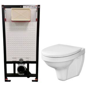 DEANTE Podomítkový rám, pro závěsné WC mísy bez tlačítka + WC CERSANIT DELFI + SEDÁTKO CST_WC01 X DE1 obraz
