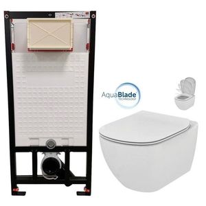 DEANTE Podomítkový rám, pro závěsné WC mísy bez tlačítka + WC Ideal Standard Tesi se sedátkem SoftClose, AquaBlade CST_WC01 X TE1 obraz