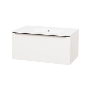 MEREO Mailo, koupelnová skříňka s keramickým umyvadlem 81 cm, bílá, chrom madlo CN516 obraz