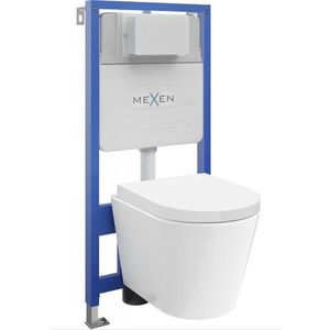 MEXEN/S WC předstěnová instalační sada Fenix Slim s mísou WC Rico + sedátko softclose, bílá 61030478000 obraz