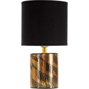Keramická stolní lampa s textilním stínidlem v černo-zlaté barvě (výška 28 cm) Glam Dark – Mauro Ferretti obraz