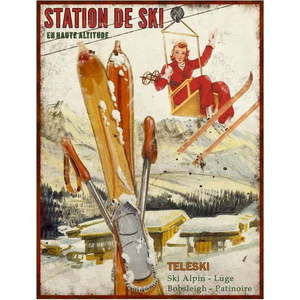 Kovová cedule 25x33 cm Station de Ski – Antic Line obraz