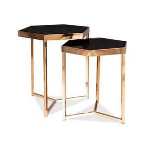 Přístavný stolek MALUS černá/zlatá obraz