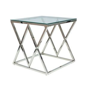 Přístavný stolek ZIGNO chrom/sklo obraz