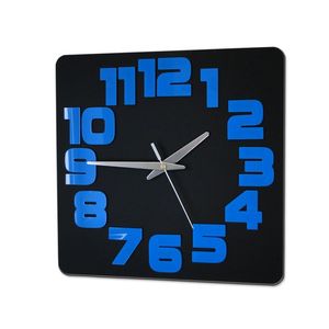 Moderní nástěnné hodiny LOGIC BLACK-BLUE (nalepovací hodiny na stěnu) obraz