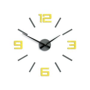 Moderní nástěnné hodiny SILVER XL GREY-YELLOW (nalepovací hodiny na stěnu) obraz