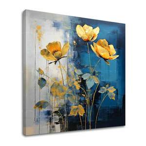 Nadčasová elegance na plátně Zlaté květy v moderním designu obraz