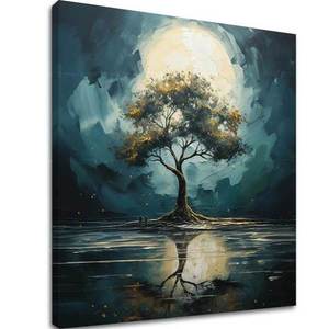 Moderní nástěnná dekorace Strom měsíční noci - PREMIUM ART obraz