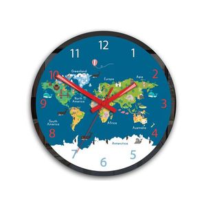 Dětské nástěnné hodiny mapa světa obraz