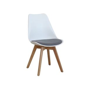 Designová židle POTTO, šedá látka/bílý plast/buk obraz