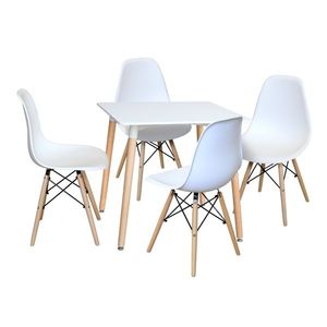 Jídelní set FARUK, stůl 80x80 cm + 4 židle, bílý obraz