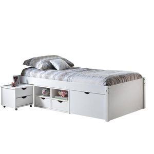 Multifunkční postel WRIGHTSON 90x200 cm, masiv borovice/bílý lak obraz