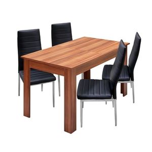 Jídelní stůl rozkládací GHAMUBAR + 4 židle SNAEFELL, černá obraz
