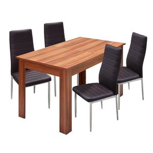 Jídelní stůl rozkládací GHAMUBAR + 4 židle SNAEFELL, hnědá obraz